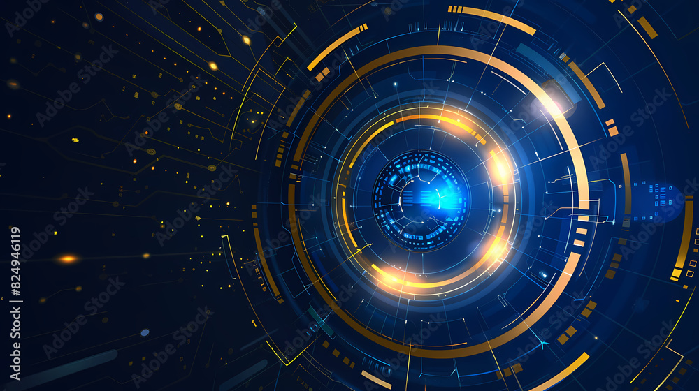 Futuristic hud interface circles yellow and blue vector image Futuristic hud interface circles yellow and blue vector image