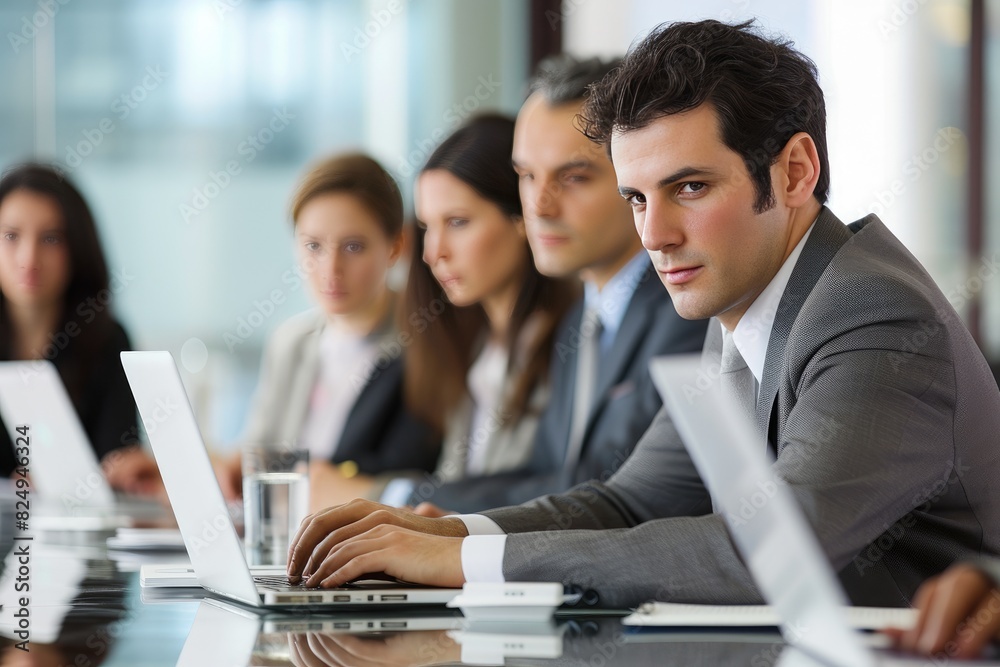 Confident Executive Engrossed in Strategic Analysis Confident Executive Engrossed in Strategic Analysis