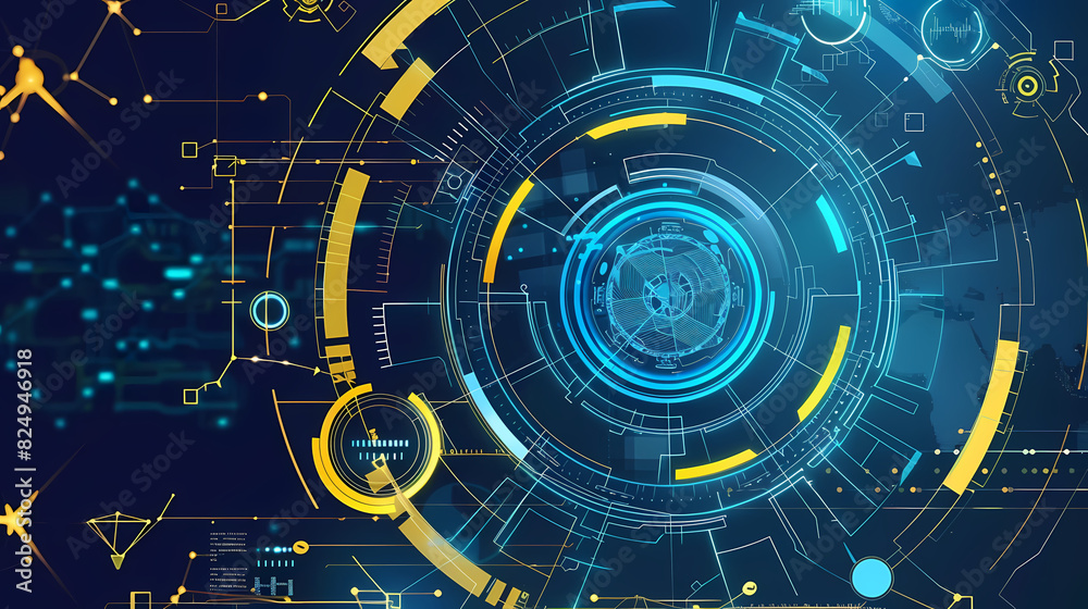 Futuristic hud interface circles yellow and blue vector image Futuristic hud interface circles yellow and blue vector image