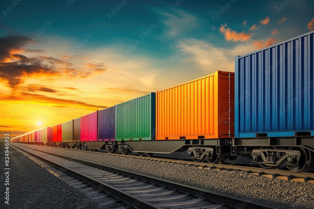 Logistics in Motion: Train with Shipping Containers Logistics in Motion: Train with Shipping Containers