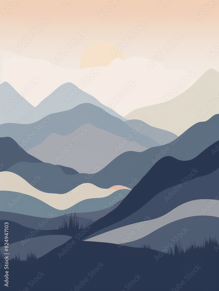 Abstract Mountain Landscape Illustration