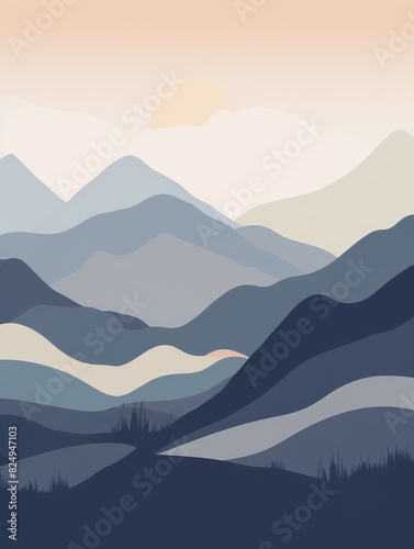 Abstract Mountain Landscape Illustration © Amaven