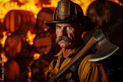 Blazing Valor: Firefighter with Axe