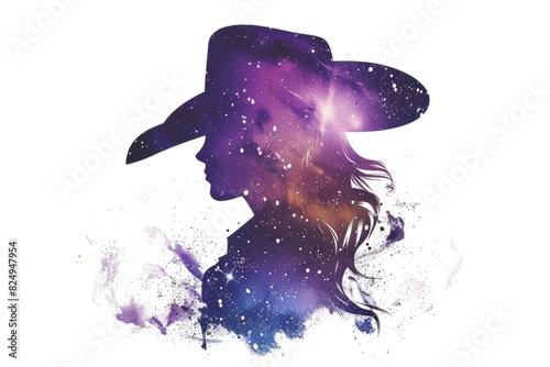 Nebula Rider: Hand-Drawn Space Cowgirl Design