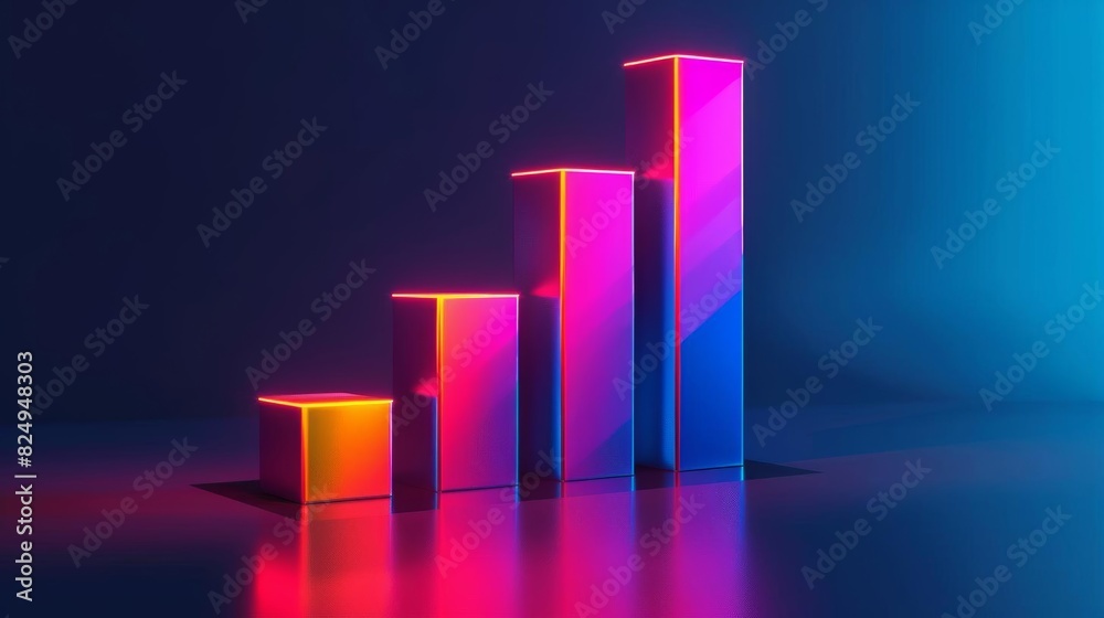Business minimalistic 3D icon of a bar chart, side view, showcasing ...