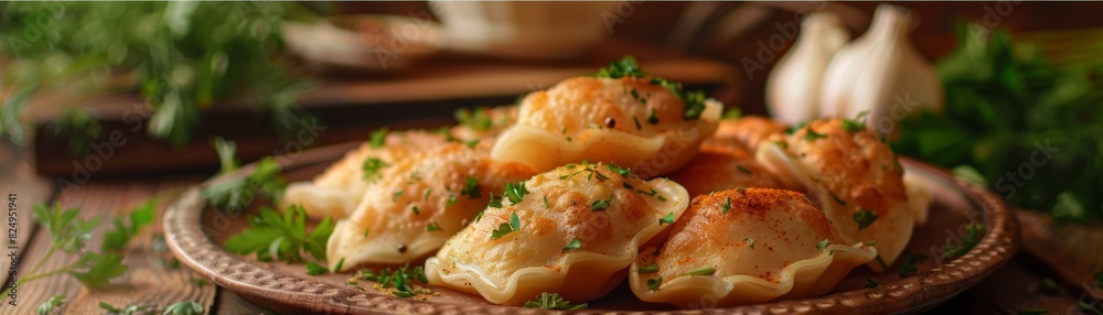 Pierogi, filled with cheese and potato, served during a Polish holiday celebration Pierogi, filled with cheese and potato, served during a Polish holiday celebration