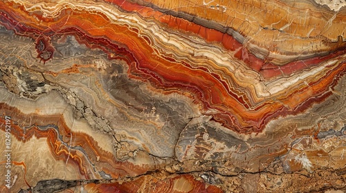 captivating patterns within a fossilized wood slab from washington state earthy reds and browns illuminating natural beauty abstract photo photo