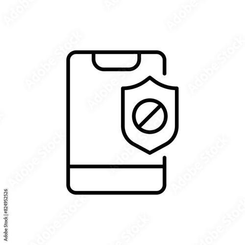 Mobile security outline icons, minimalist vector illustration ,simple transparent graphic element .Isolated on white background