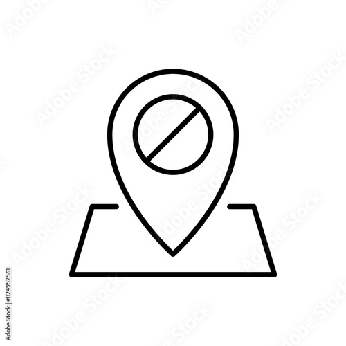 Blocked location outline icons, minimalist vector illustration ,simple transparent graphic element .Isolated on white background
