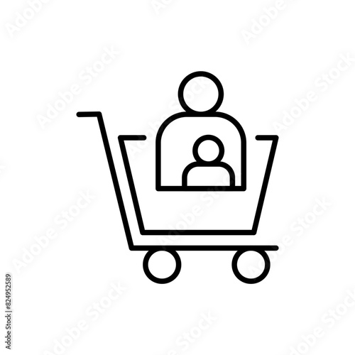 Parental shopping outline icons, minimalist vector illustration ,simple transparent graphic element .Isolated on white background