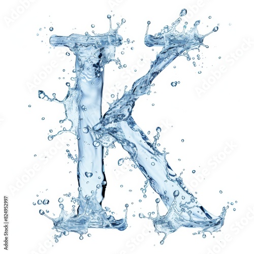 Alphabet, letter K. Splash of water takes the shape of the letter K, representing the concept of Fluid Typography.