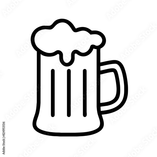 Classic black and white vector depiction of a frothy beer mug on transparent background, ideal for pubs, breweries, and beer enthusiasts seeking vintage charm