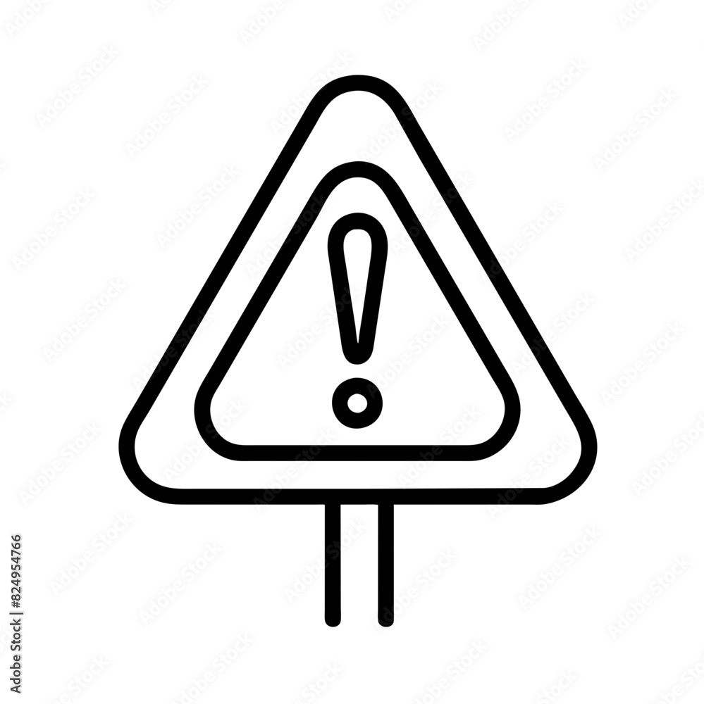 Bold black and white vector illustration of a triangular warning sign with an exclamation point on transparent background, clearly indicating caution and the need for attention. Bold black and white vector illustration of a triangular warning sign with an exclamation point on transparent background, clearly indicating caution and the need for attention.
