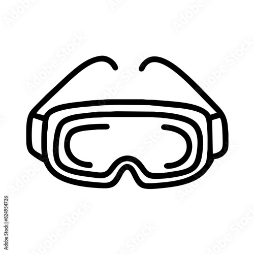 A pair of goggles with a black frame. The goggles are designed to protect the eyes from water, dust, and other debris. They are commonly used by swimmers, divers, and other water sports enthusiasts