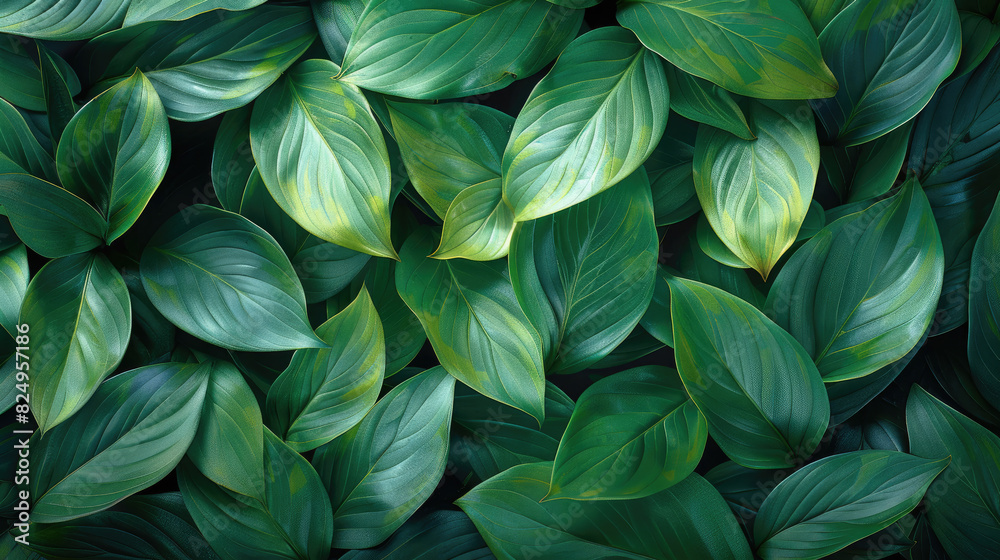 leaves of Spathiphyllum cannifolium, abstract green texture, nature background, tropical leaf leaves of Spathiphyllum cannifolium, abstract green texture, nature background, tropical leaf