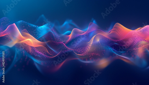 Abstract background with glowing dotted lines - ai generative photo
