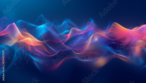 Fototapeta Naklejka Na Ścianę i Meble -  Abstract background with glowing dotted lines - ai generative