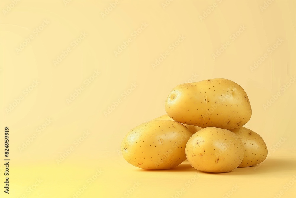 A pile of potatoes on a yellow background
