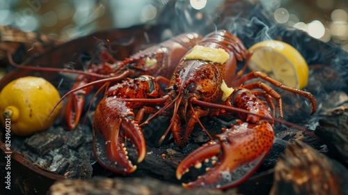 Yabby, Australian freshwater crayfish, grilled and served with lemon butter, lakeside picnic