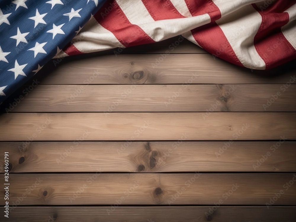 American flag on a wooden background with space for text American flag on a wooden background with space for text