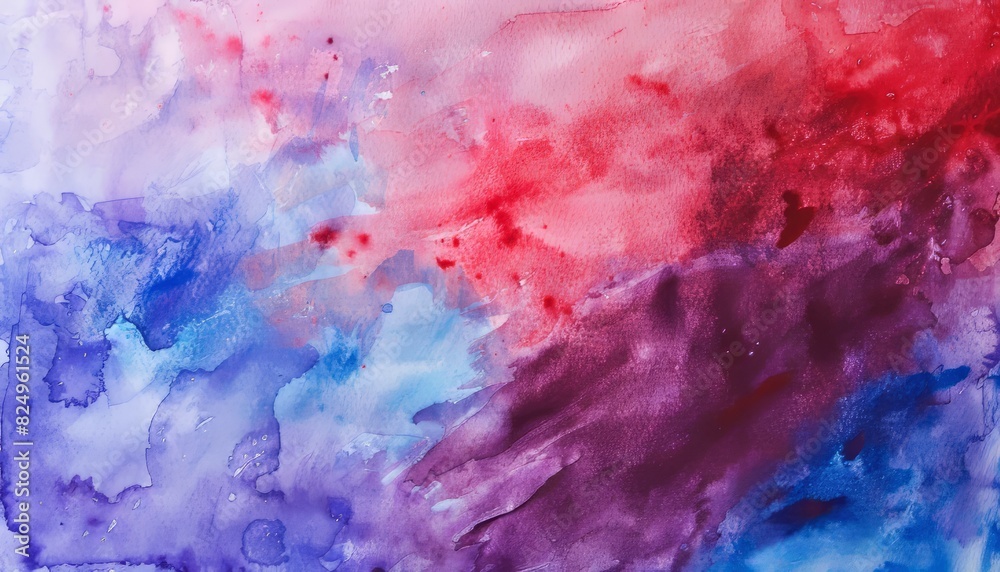 Vibrant Abstract Watercolor Symphony: A Play of Red, Purple, and Blue Hues --ar 7:4 Vibrant Abstract Watercolor Symphony: A Play of Red, Purple, and Blue Hues --ar 7:4