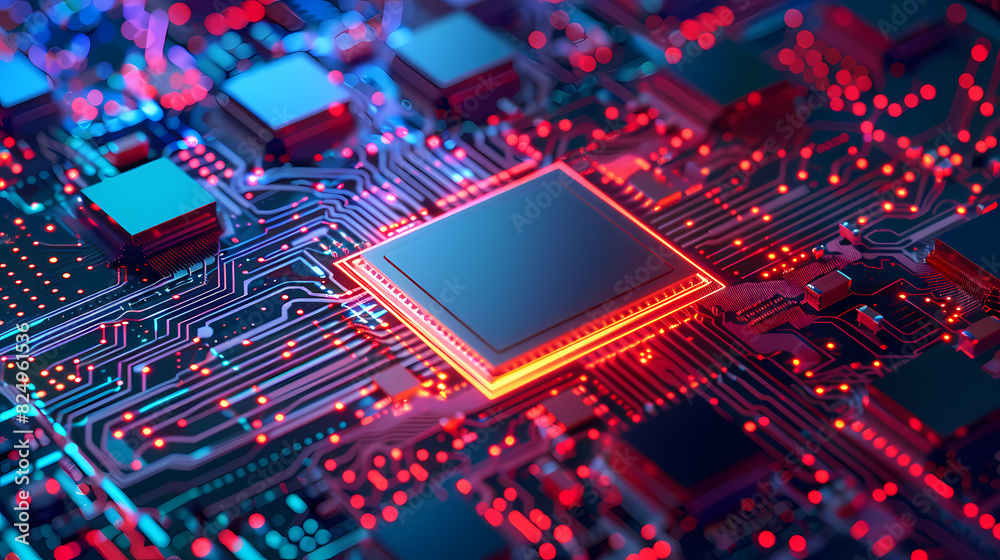 Circuit board technology cpu microprocessor vector image Circuit board technology cpu microprocessor vector image