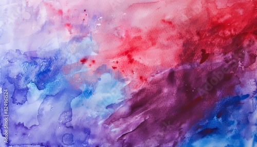Vibrant Abstract Watercolor Symphony: A Play of Red, Purple, and Blue Hues --ar 7:4