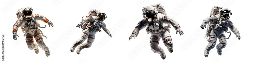 Collection set of astronauts isolated on transparent background Collection set of astronauts isolated on transparent background
