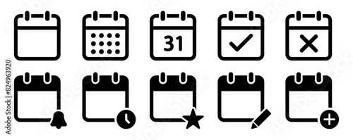 Collection of calendar icons. Set of calendar symbols - stock vector.