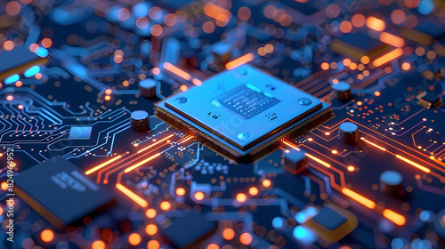 Circuit board technology cpu microprocessor vector image photo