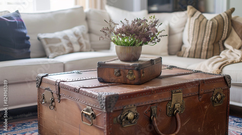 wooden box with flowers and plants