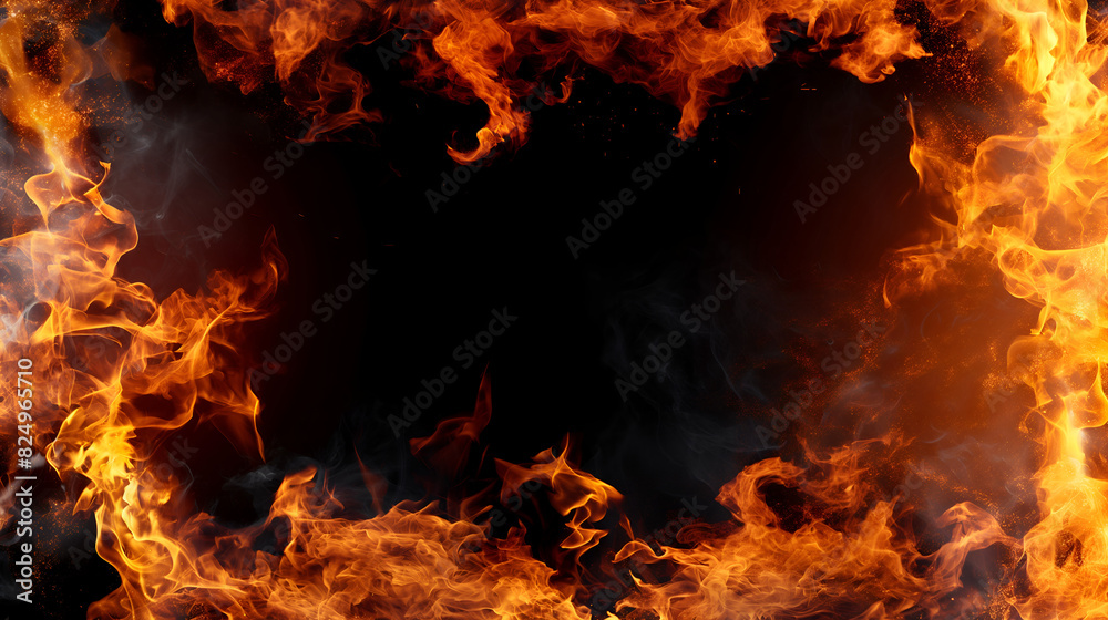 Fire frame, abstract fiery background
