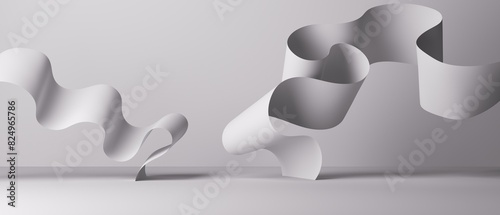 Photos Abstract background of white folded paper ribbon
