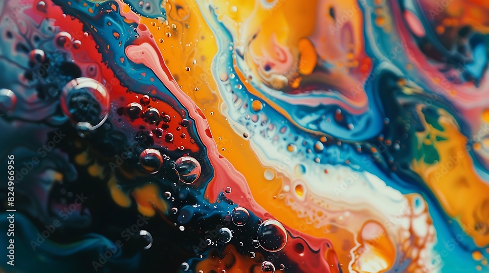Fluid Art Abstract: Colorful Paint Pour Blobs Mixed with Oil Macro Shot in Ultra High Definition (UHD) Image. Fluid Art Abstract: Colorful Paint Pour Blobs Mixed with Oil Macro Shot in Ultra High Definition (UHD) Image.