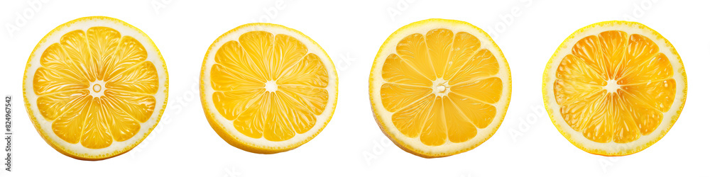 Collection set of half of yellow lemons isolated on transparent background Collection set of half of yellow lemons isolated on transparent background