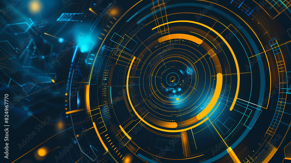 Obraz premium Futuristic hud interface circles yellow and blue vector image