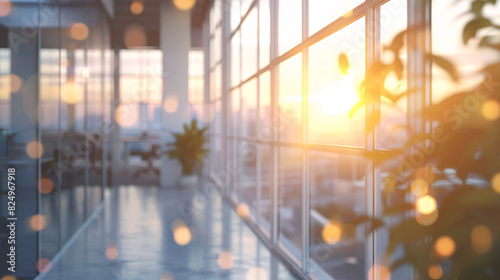 Wallpaper Mural Beautiful blurred background of a light modern office interior with panoramic windows and beautiful lighting. Torontodigital.ca