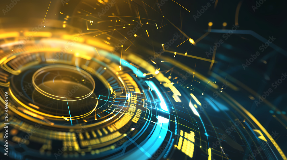 Futuristic hud interface circles yellow and blue vector image Futuristic hud interface circles yellow and blue vector image