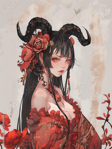 Portrait - Traditional Japanease succubus geisha - 01