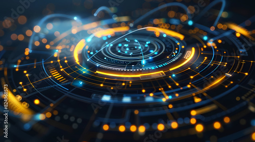 Wallpaper Mural Futuristic hud interface circles yellow and blue vector image Torontodigital.ca