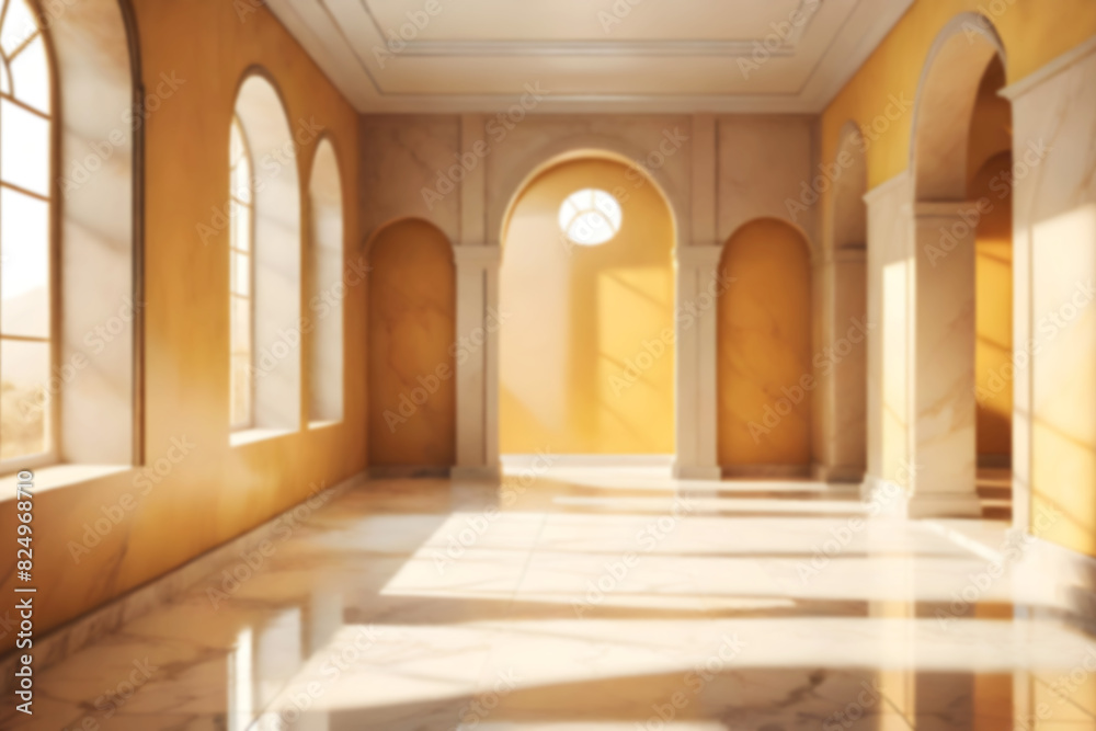 blurred interior of the marble hall natural with windows sunlight shadows blurred interior of the marble hall natural with windows sunlight shadows