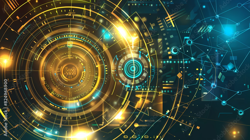 Obraz premium Futuristic hud interface circles yellow and blue vector image