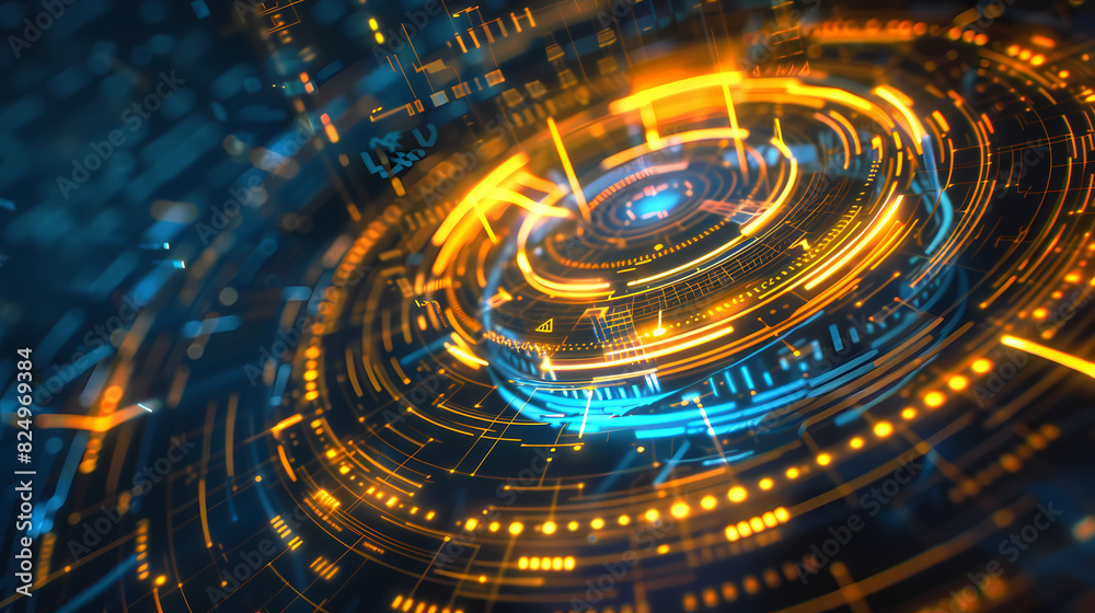 Futuristic hud interface circles yellow and blue vector image Futuristic hud interface circles yellow and blue vector image