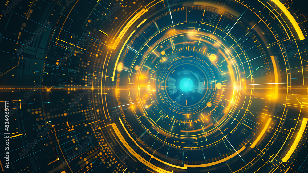 Fototapeta premium Futuristic hud interface circles yellow and blue vector image