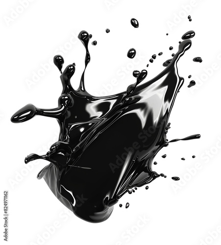 Black Liquid Drips on Transparent Background