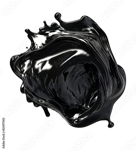 Black Liquid Drips on Transparent Background