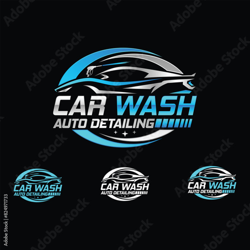 car wash Auto detailing vector logo, Carwash spa Automotive automobile logo design template