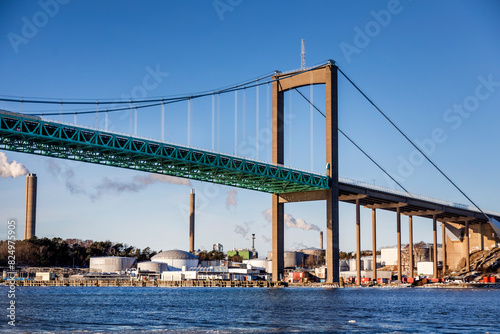 Alvsborg suspension bridge against sky in Gothenburg photo