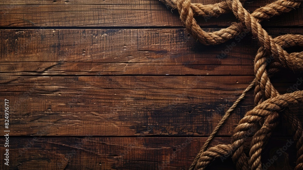 Riding rope on a wooden background with copy space for text or design, framed like a cowboy rope border. Riding rope on a wooden background with copy space for text or design, framed like a cowboy rope border.