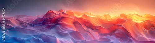  Abstract 3D Background. Liquid-like shapes flow seamlessly in a surreal 3D landscape, glowing with an enchanting inner luminescence.